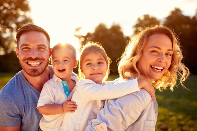 Happy family in a picnic setting