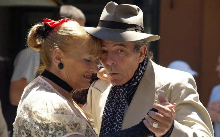 An old couple dancing.