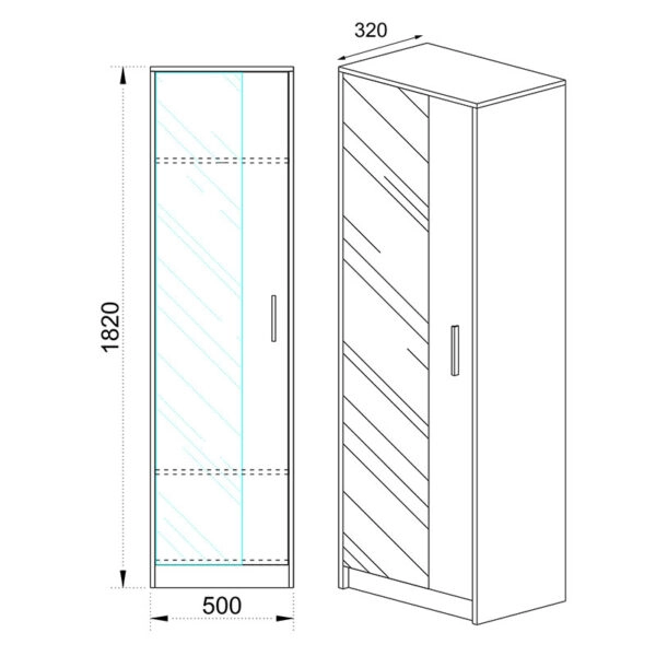 Ντουλάπα ρούχων Astra  μονόφυλη χρώμα sonoma-λευκό 50x32x182εκ