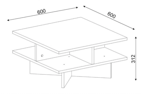 Τραπέζι σαλονιού Cross  χρώμα καρυδί - λευκό 60x60x31εκ