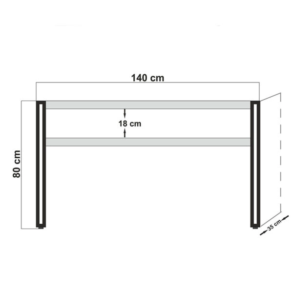 Κονσόλα PWF-0241  χρώμα πεύκου-μαύρο 140x35x80εκ