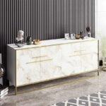 Μπουφές Marble  χρώμα λευκό μαρμάρου-χρυσό 180x47,5x75εκ