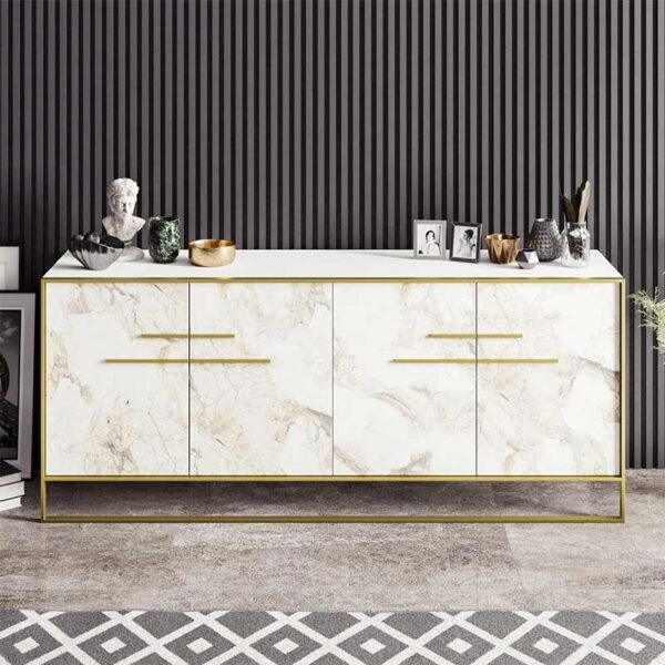 Μπουφές Marble  χρώμα λευκό μαρμάρου-χρυσό 180x47,5x75εκ