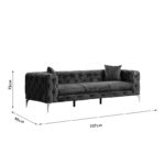 Καναπές 3θέσιος PWF-0579  τύπου Chesterfield βελούδο μπλε 237x90x73εκ