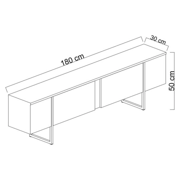 Έπιπλο τηλεόρασης PWF-0626  χρώμα λευκό-χρυσό 180x30x50εκ