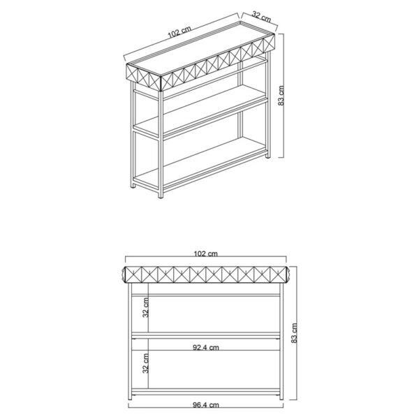Κονσόλα PWF-0629  ανθρακί-χρυσό 102x32x83εκ