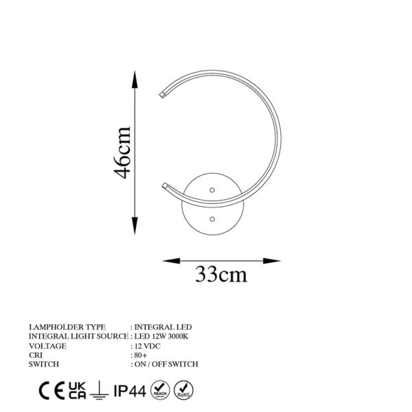 Φωτιστικό τοίχου-απλίκα La luna  LED 12W μαύρο 33x6x46εκ