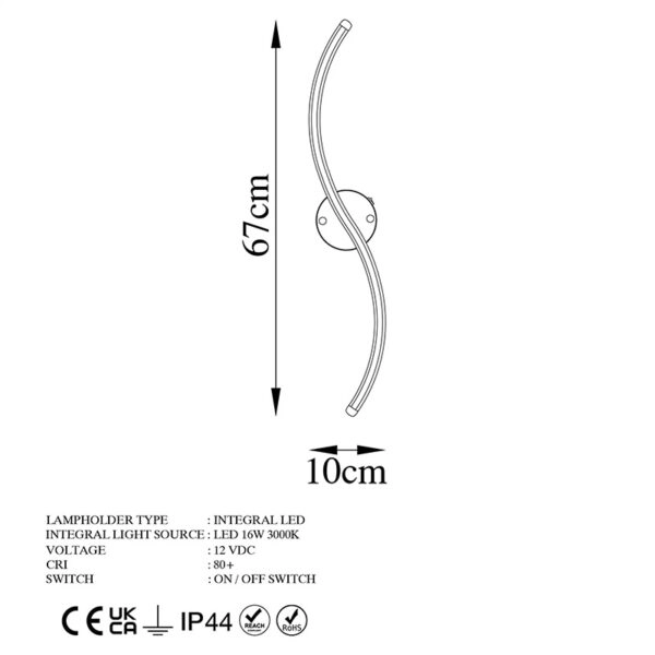 Φωτιστικό τοίχου-απλίκα Le onde  LED 16W χρυσό 10x5x67εκ