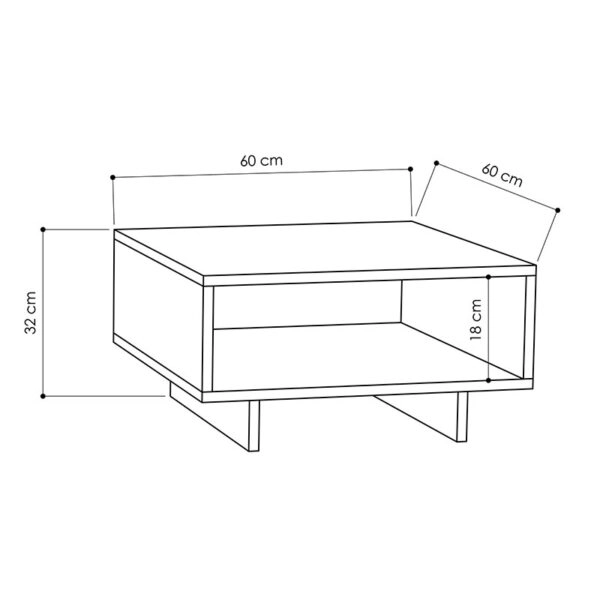 Τραπέζι σαλονιού Hola  ανθρακί 60x60x32εκ