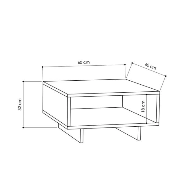 Τραπέζι σαλονιού Hola  φυσικό-ανθρακί 60x60x32εκ