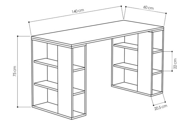 Γραφείο Colmar  χρώμα λευκό 140x60x75εκ