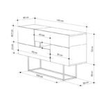 Μπουφές Roberta  καρυδί-μαύρο μαρμάρου 145x40x82εκ