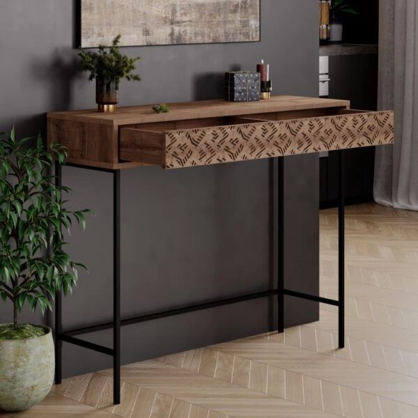 Κονσόλα Elettra  καρυδί-μαύρο 110x35.5x90εκ