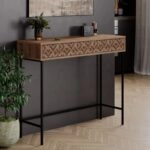 Κονσόλα Elettra  καρυδί-μαύρο 110x35.5x90εκ