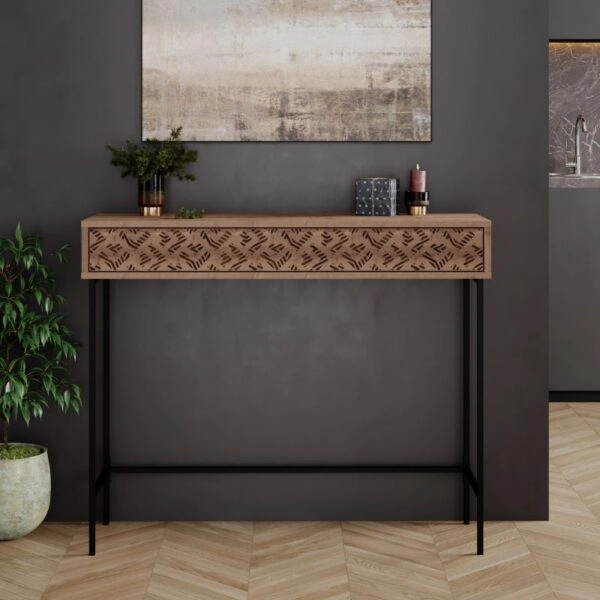 Κονσόλα Elettra  καρυδί-μαύρο 110x35.5x90εκ
