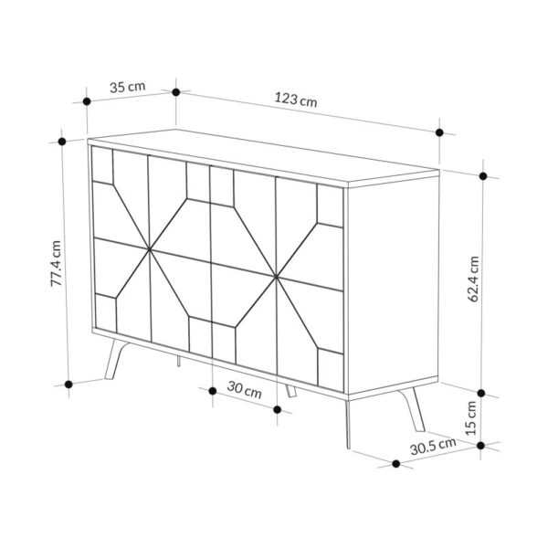 Μπουφές Ursula  φυσικό-μαύρο 123x35x77.5εκ