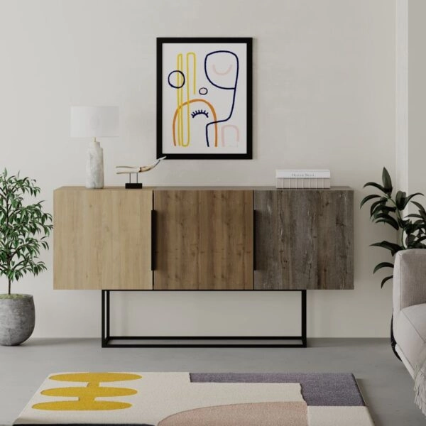 Μπουφές Estella  φυσικό-καρυδί 150x42x79.5εκ