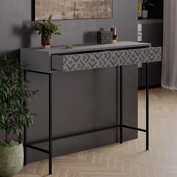 Κονσόλα Elettra  ανθρακί-μαύρο 110x35.5x90εκ