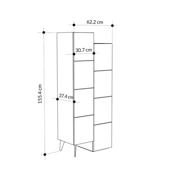 Ντουλάπι-στήλη Romane  λευκό 62.2x37.4x155.4εκ