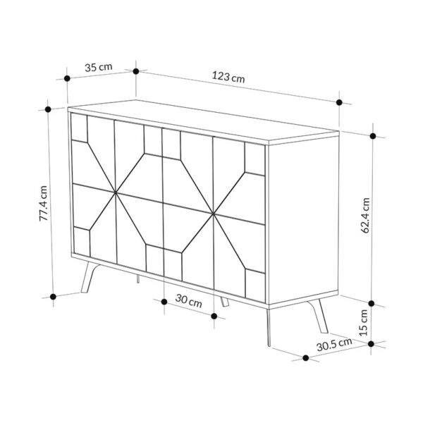 Μπουφές Ursula  μαύρο μαρμάρου 123x35x77.5εκ