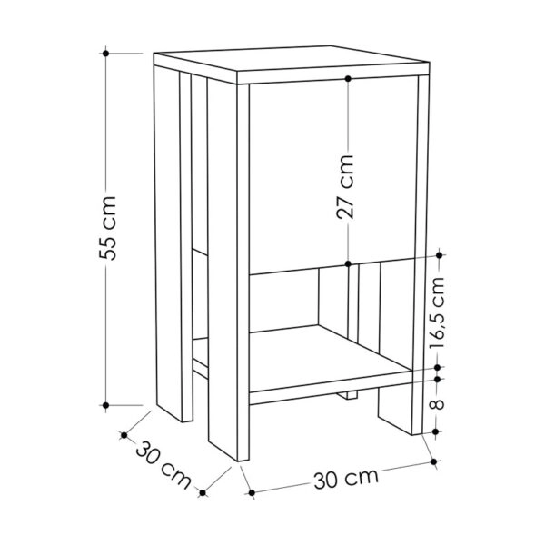 Κομοδίνο Ema  χρώμα λευκό antique-μόκα 30x30x55εκ