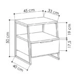 Κομοδίνο Johana  μαύρο-oak 45x40x50εκ