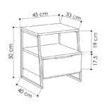 Κομοδίνο Johana  μαύρο-εκρού 45x40x50εκ