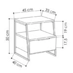 Κομοδίνο Johana  μαύρο-εκρού 45x40x50εκ