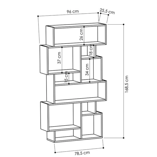 Βιβλιοθήκη Karmato  μόκα 96x25.5x168.5εκ