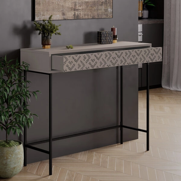 Κονσόλα Elettra  μόκα-μαύρο 110x35.5x90εκ
