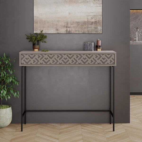 Κονσόλα Elettra  μόκα-μαύρο 110x35.5x90εκ