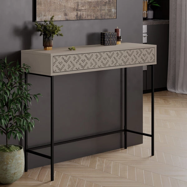 Κονσόλα Elettra  μόκα-μαύρο 110x35.5x90εκ