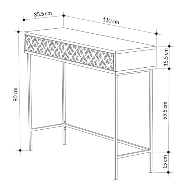 Κονσόλα Elettra  μόκα-μαύρο 110x35.5x90εκ