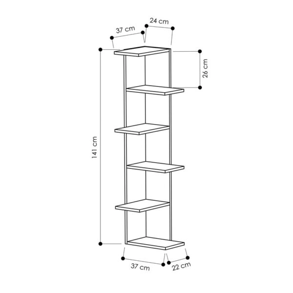 Βιβλιoθήκη γωνιακή Saso  μελαμίνης oak 37x37x141εκ