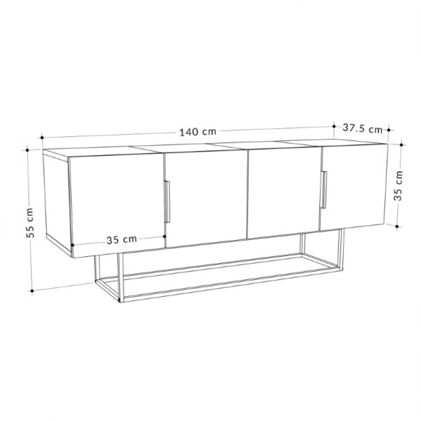 Έπιπλο τηλεόρασης Tontini  φυσικό-λευκό 140x37.5x55εκ