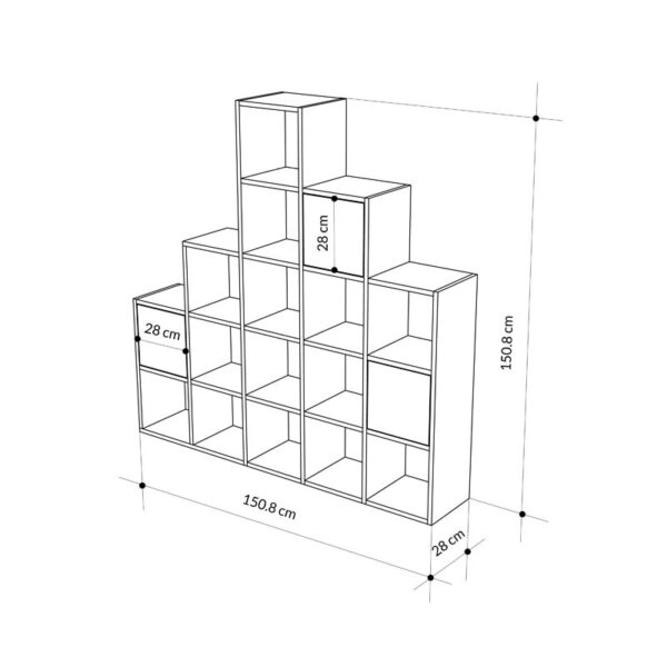 Βιβλιοθήκη Paleo  φυσικό μελανίνη 150.8x28x150.8εκ