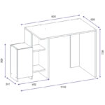 Γραφείο με ραφιέρα Kely  χρώμα λευκό-φυσικό 113x55x74εκ