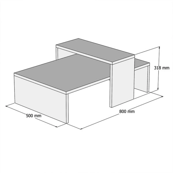 Τραπέζι σαλονιού Glow  χρώμα φυσικό-ανθρακί 80x50x32εκ