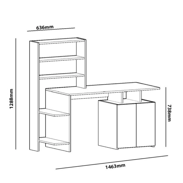 Γραφείο με βιβλιοθήκη Melis  γκρι-μπεζ-λευκό 146x60x129εκ