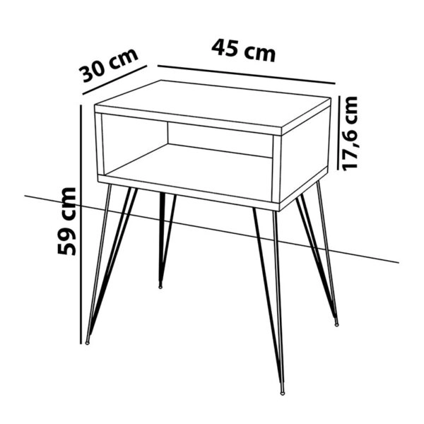 Κομοδίνο Naida  καρυδί-μαύρο 45x30x59εκ