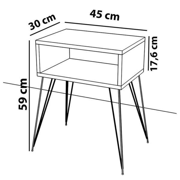 Κομοδίνο Naida  φυσικό-μαύρο 45x30x59εκ