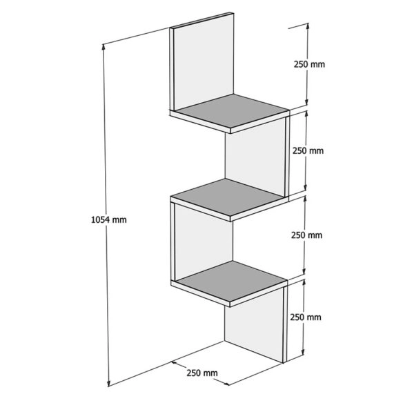 Ραφιέρα γωνιακή τοίχου Insta  λευκό 25x25x105,5εκ