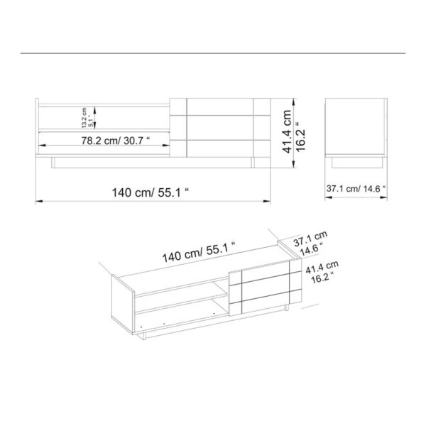 Έπιπλο τηλεόρασης Derek  καρυδί 140x37x41.4εκ