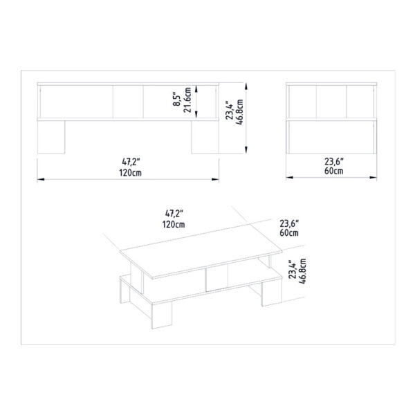 Τραπέζι σαλονιού Olly  λευκό 120x60x47εκ