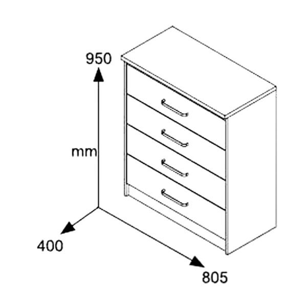 Συρταριέρα OLYMPUS  με 4 συρτάρια χρώμα wenge 80x40x95εκ