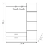 Ντουλάπα ρούχων τρίφυλλη OLYMPUS  χρώμα wenge 120x57x183εκ