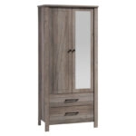 Ντουλάπα ρούχων Tara  δίφυλλη καθρέπτης rustic oak 84.5x52x193εκ