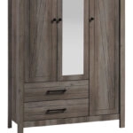 Ντουλάπα ρούχων Tara  τρίφυλλη καθρέπτης rustic oak 121x52x193εκ