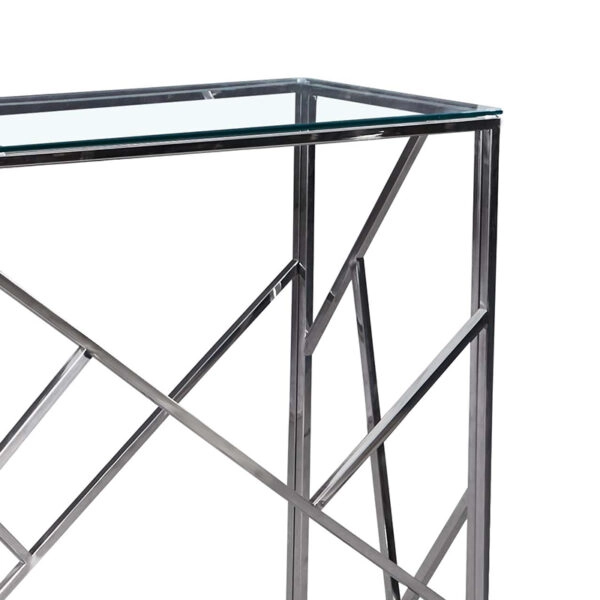 Κονσόλα Mabs  ατσάλι ασημί-γυαλί 8mm 120x40x78εκ