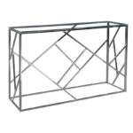Κονσόλα Mabs  ατσάλι ασημί-γυαλί 8mm 120x40x78εκ